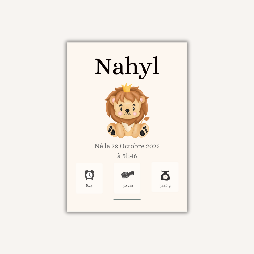 Affiche personnalisée naissance - Nahyl