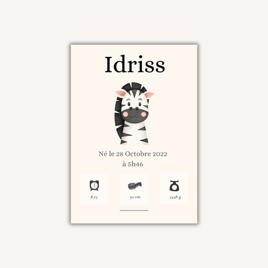 Affiche naissance - Idriss