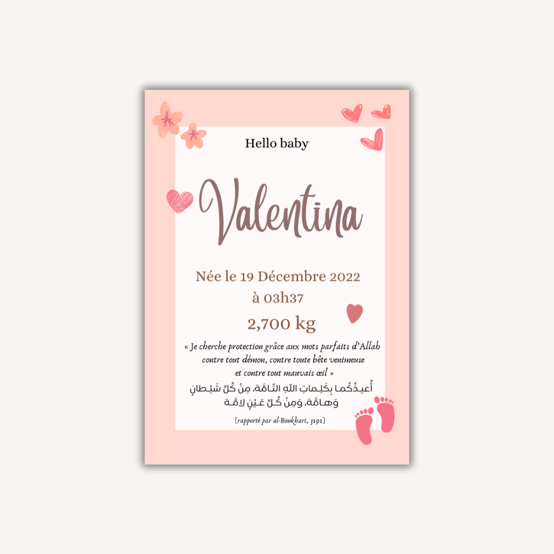 Affiche naissance - Valentina